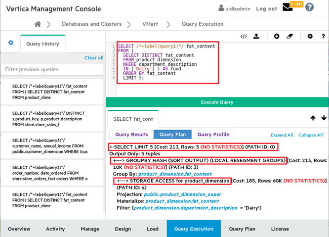 Tips, buenas prácticas y novedades para Vertica Analytics Database (2): Ejecución de queries